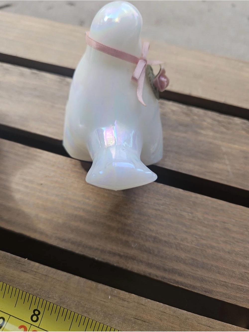 Vintage Fenton White Iridescent Glass Bird Figurines Set of 2 - read notes - Picture 6 of 9